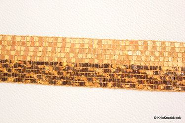 Bronze Sequins And Tiger Print Sequins Trim Lace, Approx. 32mm wide